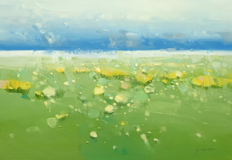 Summer Meadow, Original oil Painting, Handmade artwork, One of a Kind                 